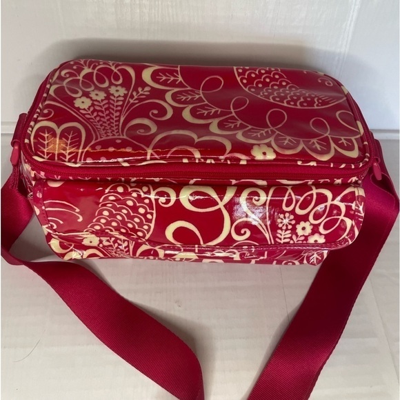 VERA BRADLEY - Pink Floral Vinyl Makeup Tote Bag w/Shoulder Strap - Preowned - Picture 3 of 11